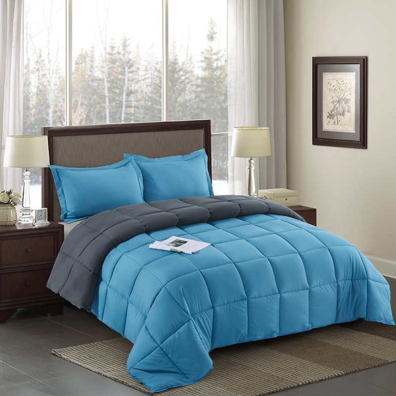 3pc Comforter Set - All Season Reversible Down Alternative Comforter with Two Shams - Breathable, Soft, Fluffy, Turquoise