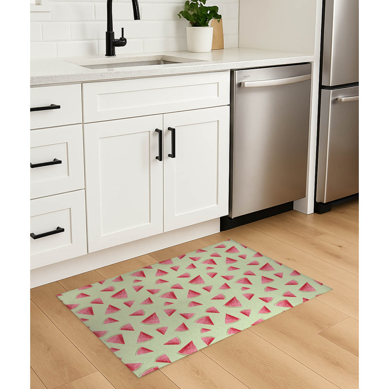 Tapis de cuisine antidérapant Summer Melon, Rectangulaire 3 pi x 5 pi, Limette