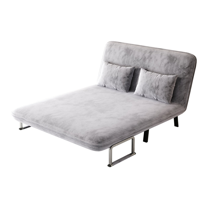 Conneaut Velvet Convertible Sofa, Light Gray Velvet, 35.5" H x 55.1" W x 28.4" D
