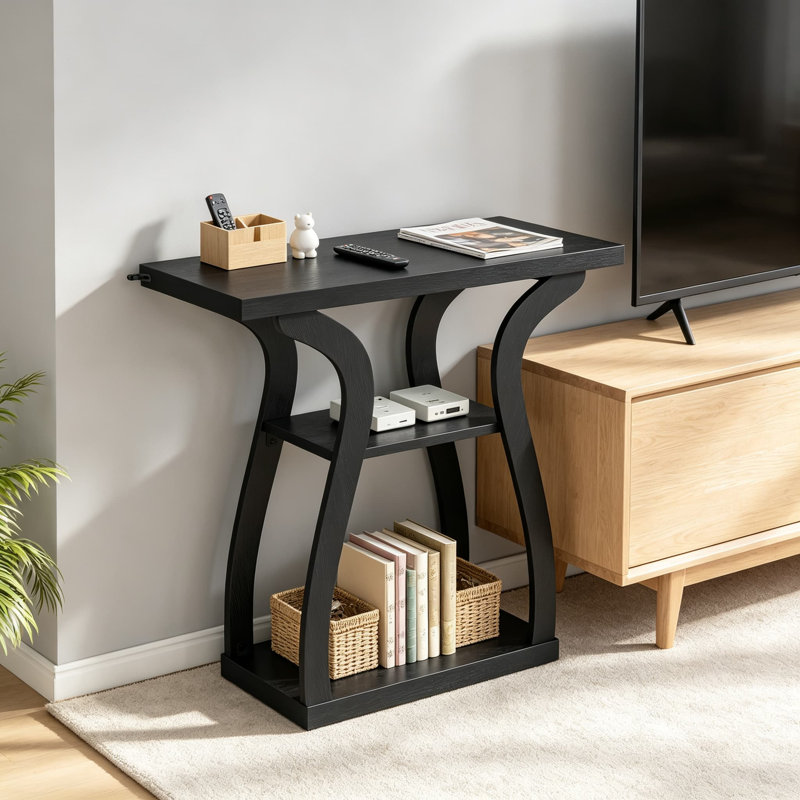 Console de style campagnard avec rangement pour l'entrée, table de canapé étroite pour le salon, table de couloir en bois rustique pour le vestibule, derrière le canapé