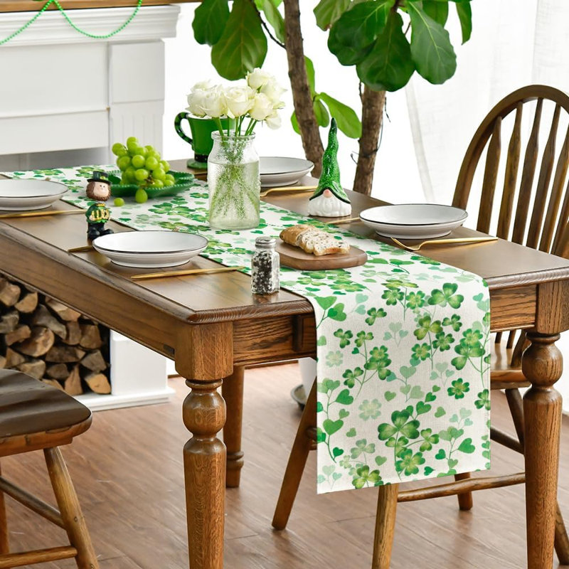 Chemin de table Clover & Shamrock - vert - St. Décoration de salle à manger Patrick's Day Spring Home & Party