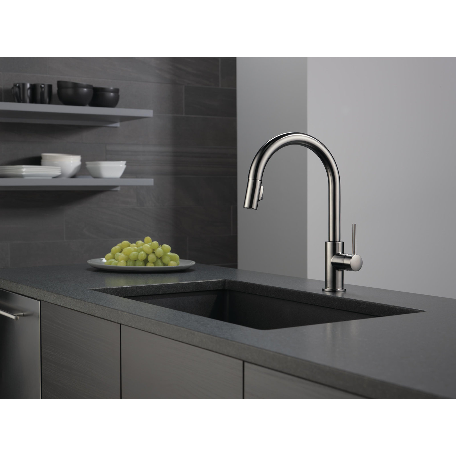 Trinsic Pull-Down Kitchen Faucet, Black Stainless