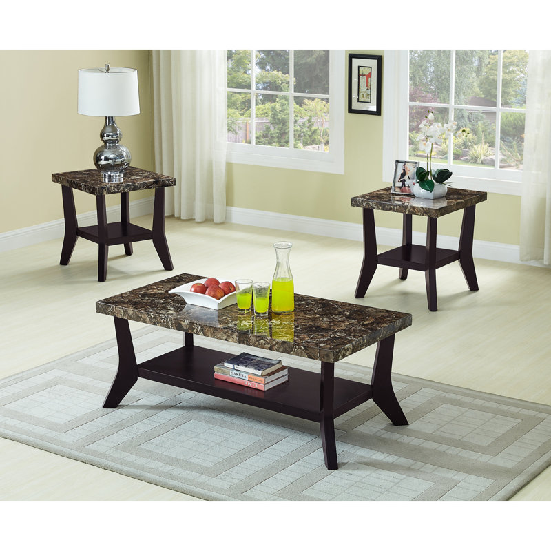 Ensemble de 3 tables basses en faux marbre