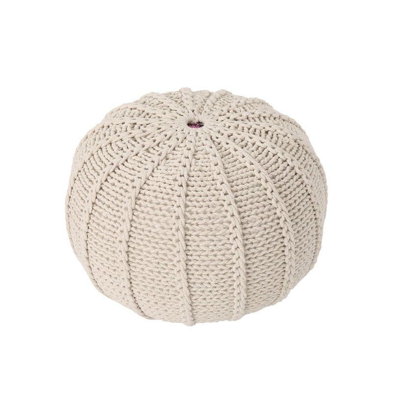 Pouf rond en coton Bordeaux, beige