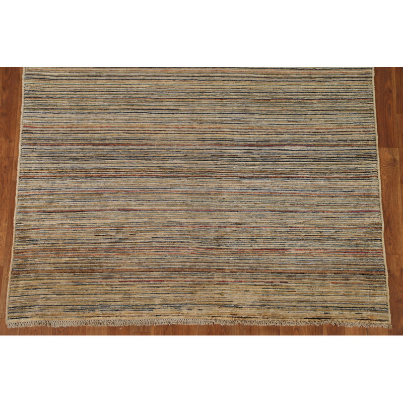 Tapis rayé Gabbeh Kashkoli fait à la main 5 x 7
