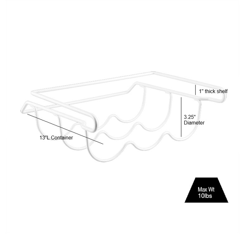 Support à vin blanc en métal verni pour dessous de tablette, 3 bouteilles, poids de 10 lb, support de 13 po de profondeur, capacité, produit