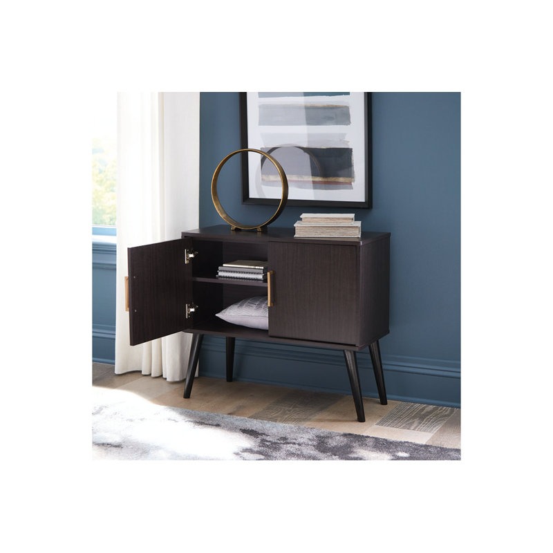 Seletha Accent Cabinet, Dark Brown, Gold