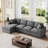 3 - Piece Corduroy Upholstered L-Shaped Sectional-438699073