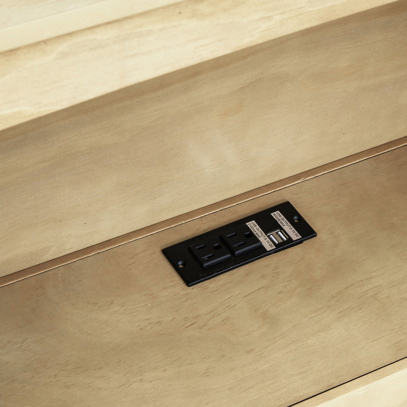 Lit de jour avec tablettes de rangement, tiroirs de rangement et ports USB, Bois