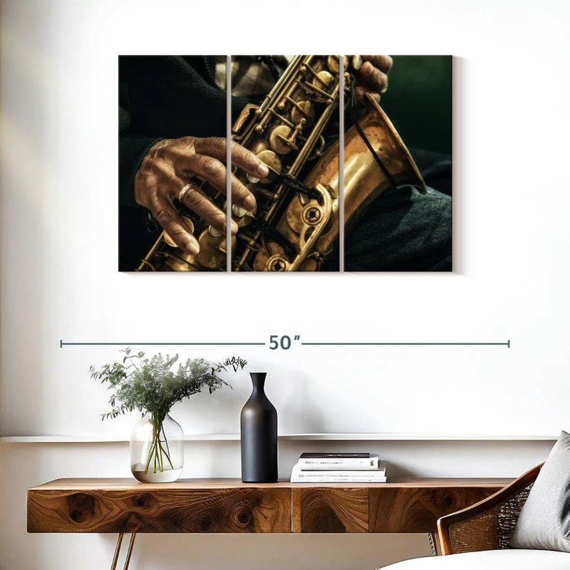 Vieux saxophoniste Abarca, H 24 po x l 38 po