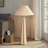 Stoneware Floor Lamp with Tapered Base and Pleated Shade