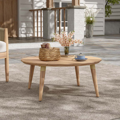 Outdoor Patio Round Acacia Wood Coffee Table