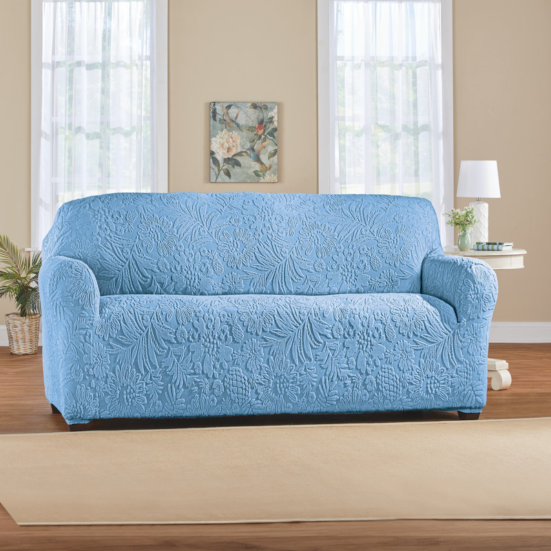 Housse pour causeuse à coussins carrés / rectangulaires en polyester, Polyester bleu, H 62 po x l 96 po