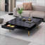Table basse noire moderne avec pieds dorés et amp; 2 tiroirs pour le salon, solution de rangement facile à nettoyer à 2 niveaux