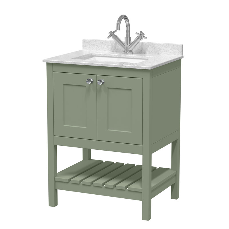 Bexley 600 mm Freestanding Single Vanity with Integrated Basin, Fern Green