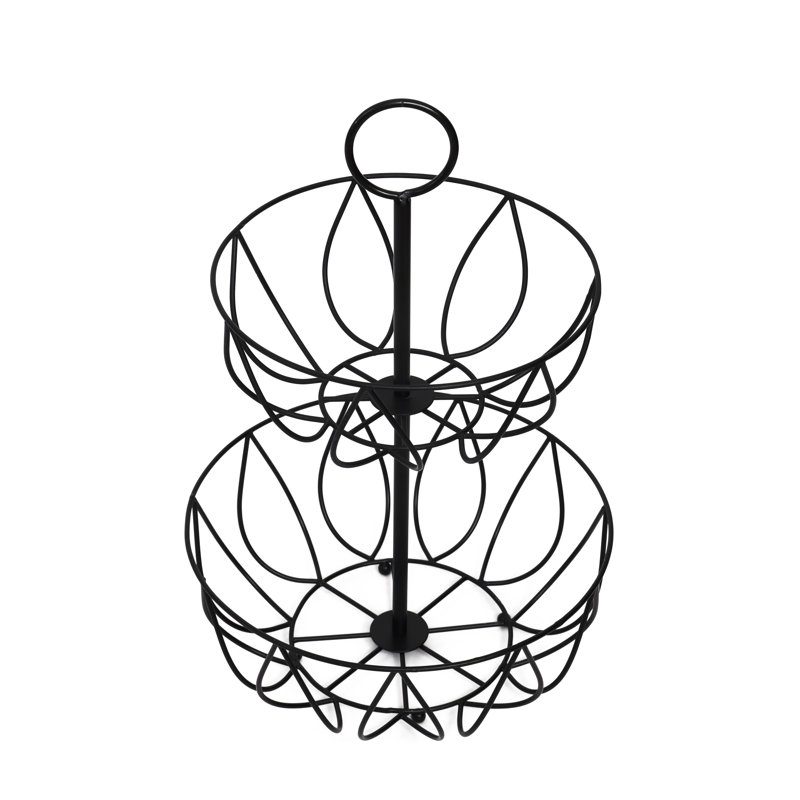 Prep & Savour Categora Metal Fruit Bowl, Black