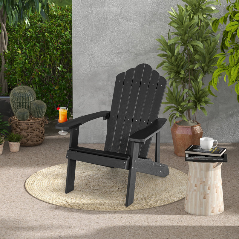 Braziel Foldable Outdoor Adirondack Chair, Black