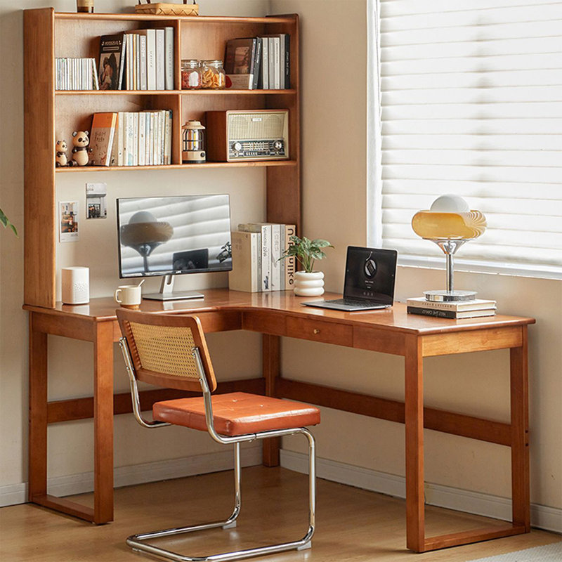 Bureau rectangulaire en bois massif et manufacturé avec 1 tiroir Cerise, H 29,53 po x l 62,99 po x P 47,24 po, Cerise