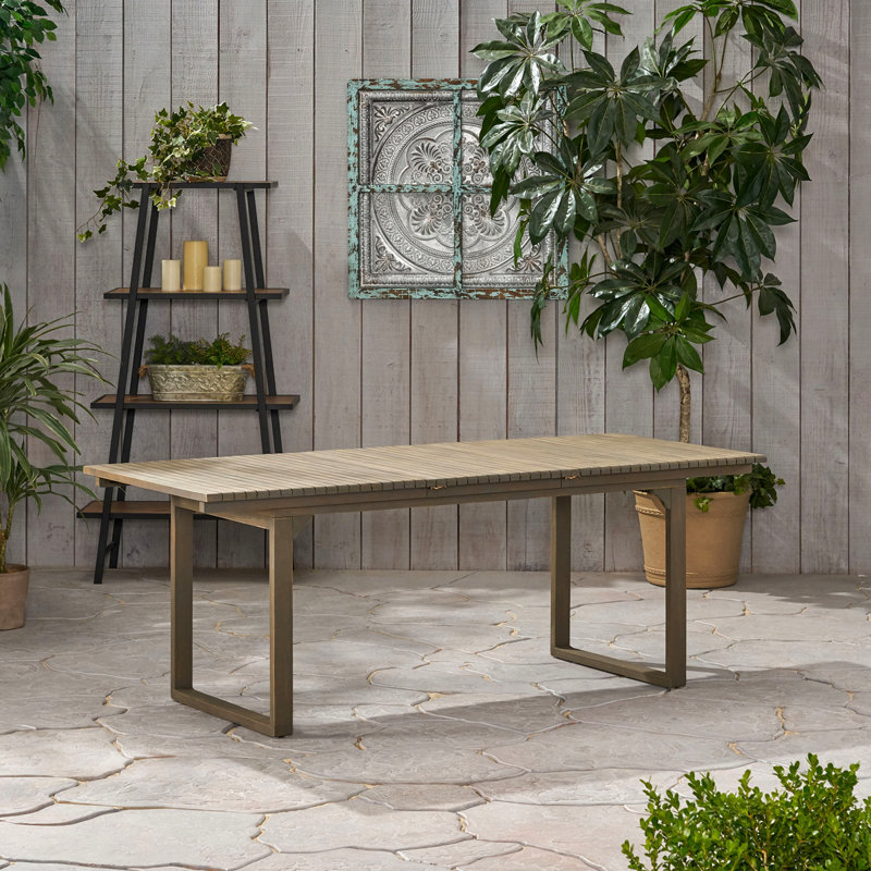 Table de salle à manger d'extérieur extensible en bois d'acacia