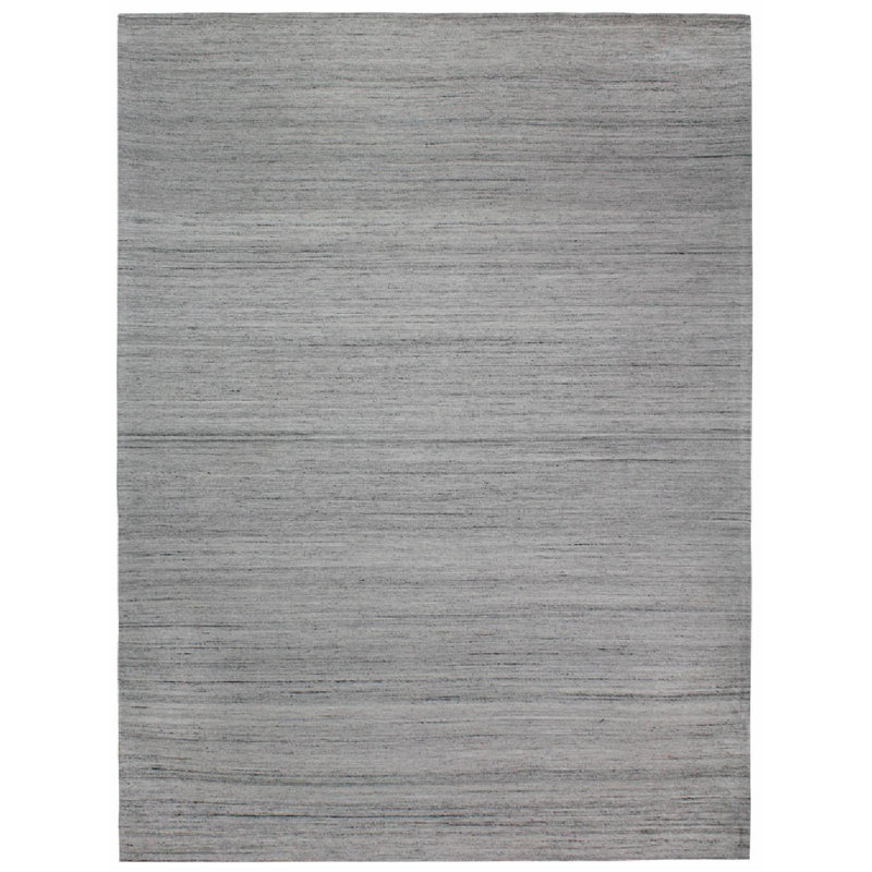 Rudra Geometric Area Rug in Light Gray/Black, Rectangle 10' x 14'