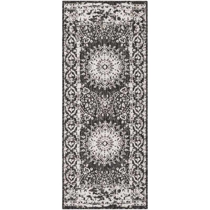 Tapis noir et blanc Contemporary Hitchens, Tapis de couloir 2 pi x 5 pi 3 po