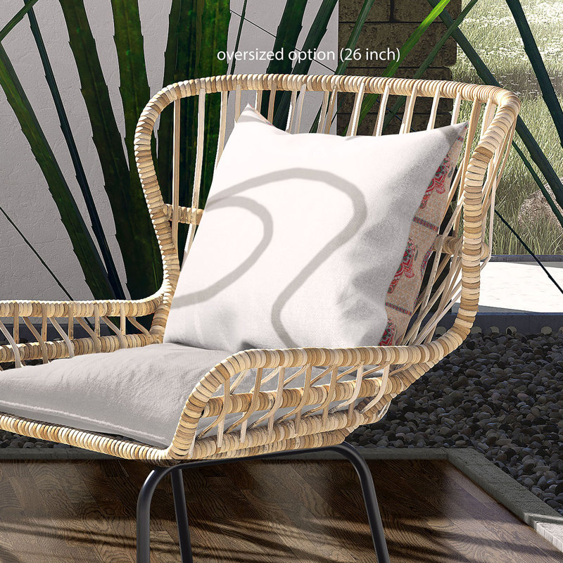 Housse et insert de coussin carré en polyester intérieur / extérieur, 18 po x 18 po, Beige / Rouge
