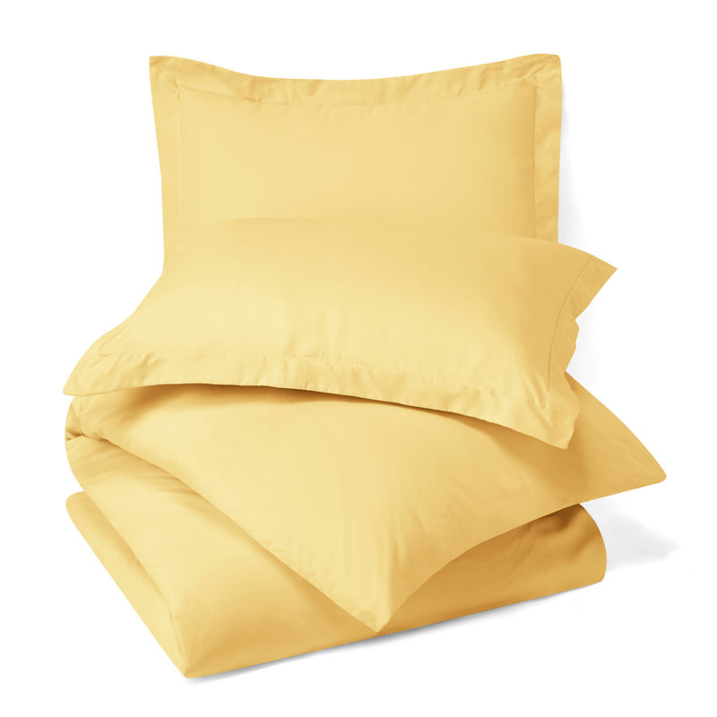  Ensemble de housse de couette ultra-doux, Jaune moelleux, Housse simple + 1 taie décorative