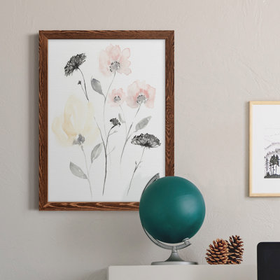 Toile encadrée de qualité supérieure Blush & Black Wildflowers II - prête à être accrochée
