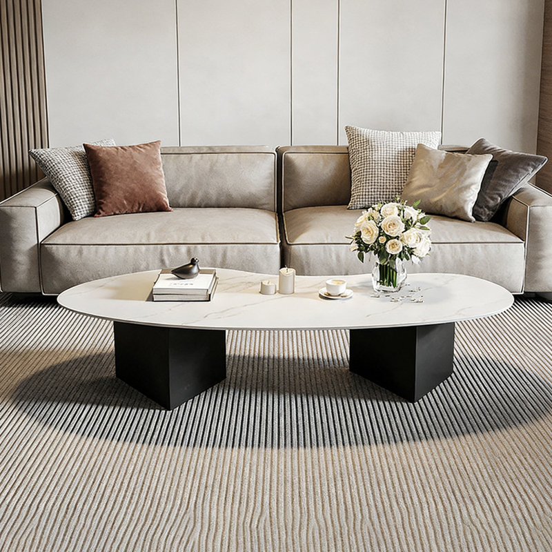 Table basse en ardoise Simplicity Home Creativité, Blanc / gris clair, 15.74" H x 62.99" L x 31.49" W