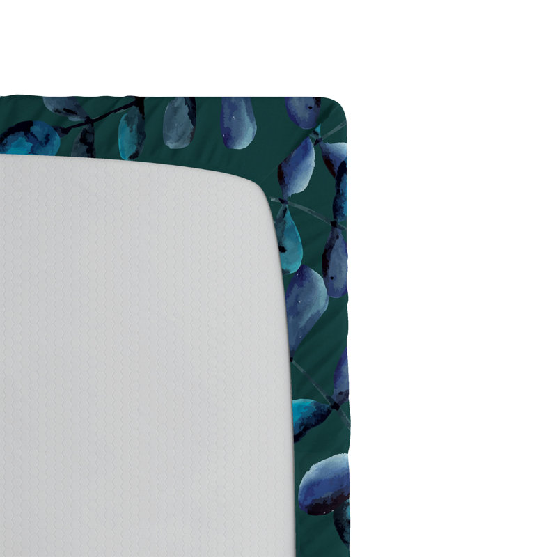 Drap-housse Ambesonne, Drap-housse de taille simple, Indigo, bleu pétrole pâle / floral