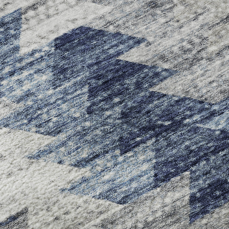 Premium Machine Washable Cerrito Blue Rug, Round 8'
