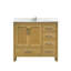 Meuble-lavabo 42 po avec lavabo et trou pour robinet, meuble-lavabo avec 2 portes et 5 tiroirs en chêne