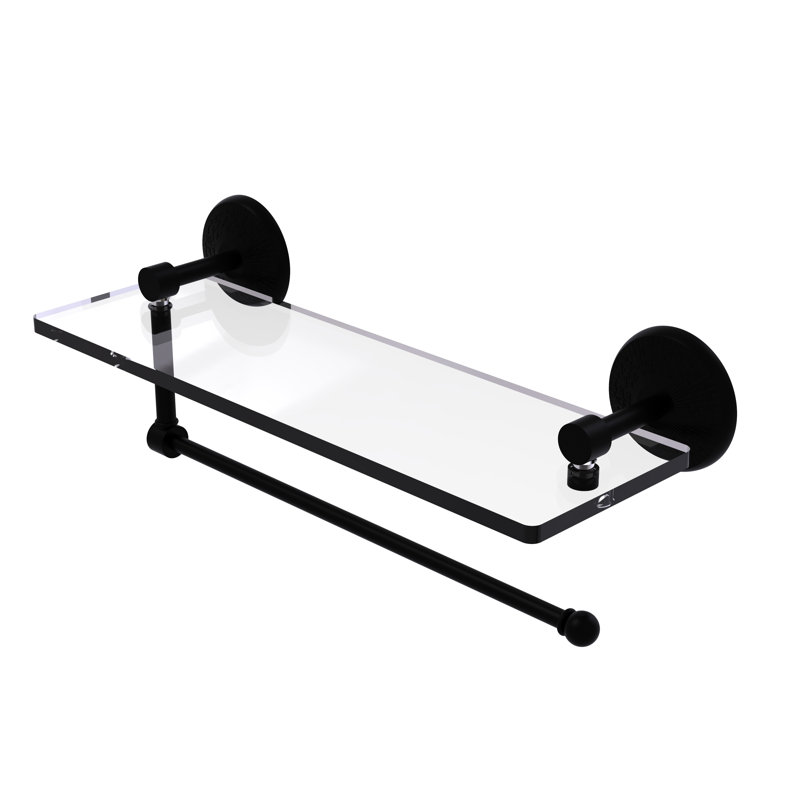 Marchmont Bracket Shelf with Towel Bar, Matte Black,  5" H x 16" W x 5" D