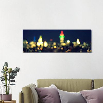 New York Panoramic Skyline Cityscape (Night) - Wrapped Canvas Panoramic Print