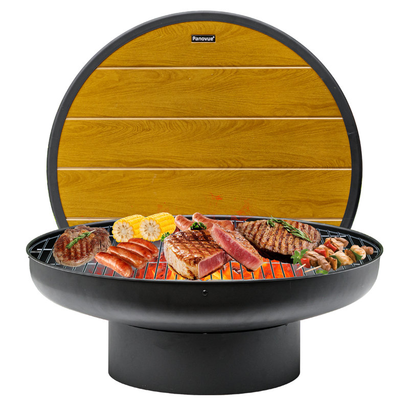 32" Outdoor Wood Burning Fire Pit Table with Grill