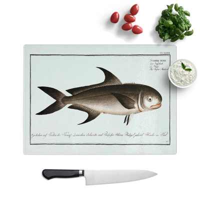 Tempered Glass Mackerel Fish Chopping Board