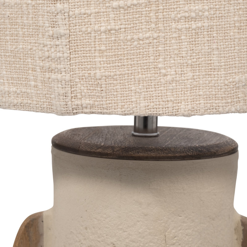 Neutral Textured 24" Unique Table Lamp, Ivory, Cylinder - 13" x 13" x 24"