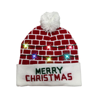 Light Up Xmas Festive Fun Cosy Hat Merry Christmas Bricks
