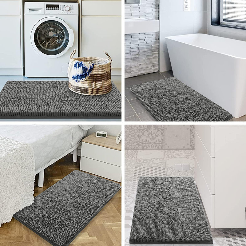 Neance Rectangle Non-Slip Bath Mat, Grey, 40cm W x 60cm L