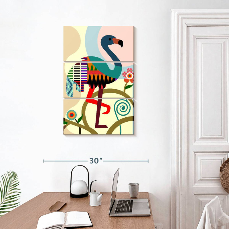 Motif flamant rose Brampt, H 32 po x l 20 po