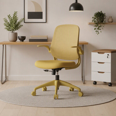 Chaise de bureau multifonctionnelle ergonomique avec accoudoirs rabattables, capacité de 350 lb, dossier en filet, coloré
