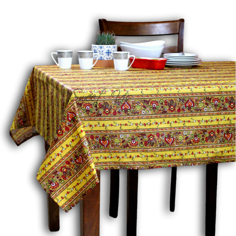 Wipeable Stain Resistant French Provencal Rectangle Floral Cotton Tablecloth
