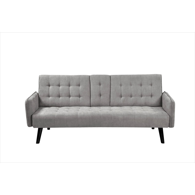 Canapé-lit de 72 po - Dossier convertible pliant en lit double avec porte-gobelet et table rabattable - Canapé en lin peu encombrant pour petits espaces - Assemblage facile, gris