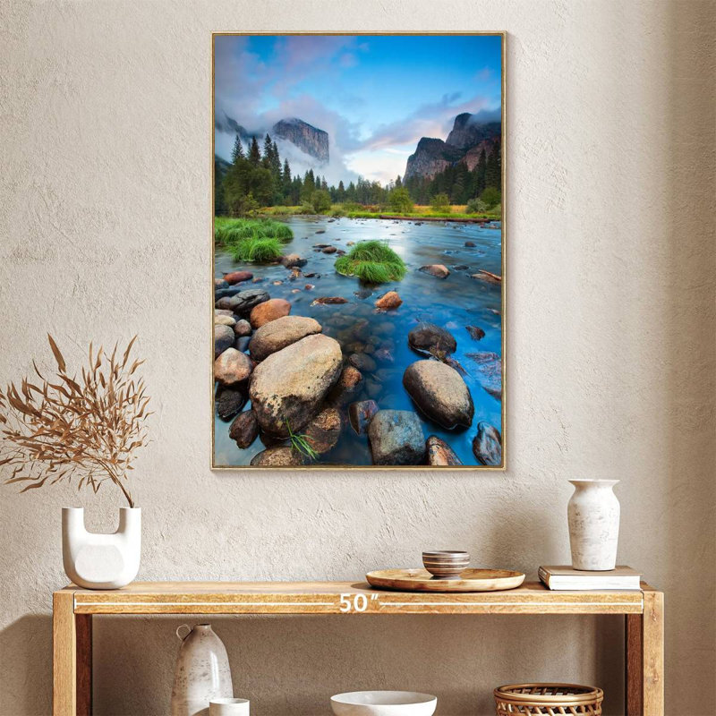 Merced Riverside, Floating Frame Natural Wood, 27" x 40"