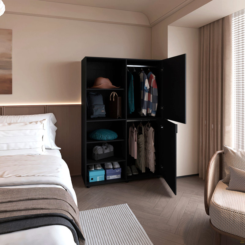 Armoire 2 portes avec rangement ouvert Wengue