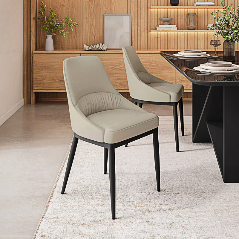 Ensemble de 2 chaises de salle à manger sans accoudoirs, Noir