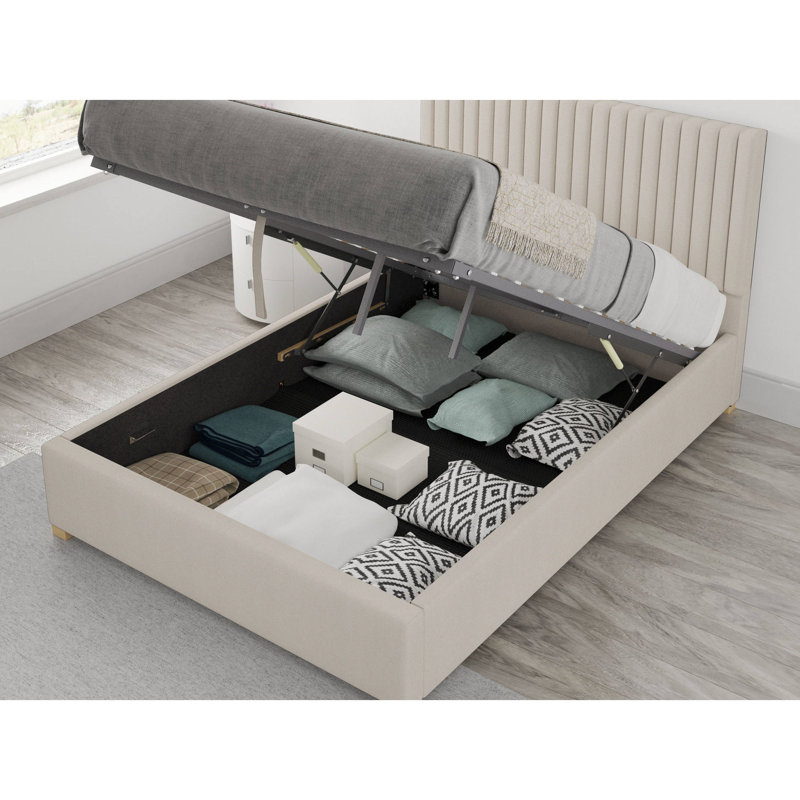 Chevy Upholstered Ottoman Storage Bed, Small Double (4'), Off-White