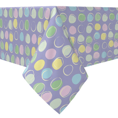 Rectangular Polka Dots Cotton Twill Tablecloth