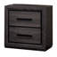 Table de chevet grise 1 pièce 2 tiroirs avec placage de papier noir