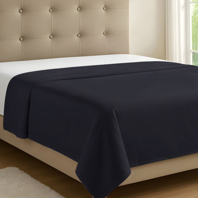 100% Organic Viscose From Bamboo Flat Sheet Only, 300 Thread Count, Extra Wide, Cooling & Breathable, Double Stitching, Bedding Sheet - Gift-Ready Packaging (Black)